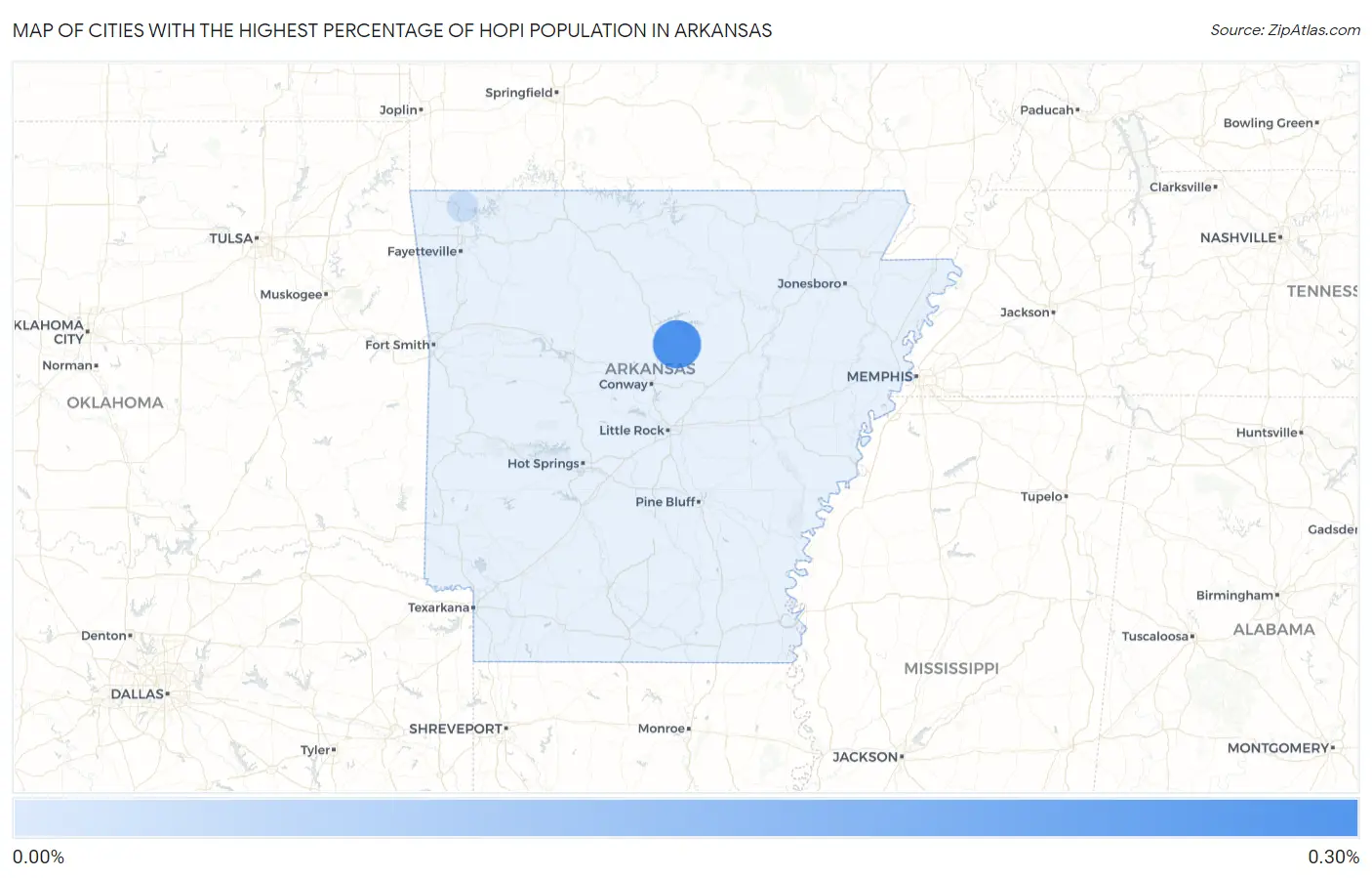 Cities with the Highest Percentage of Hopi Population in Arkansas Map