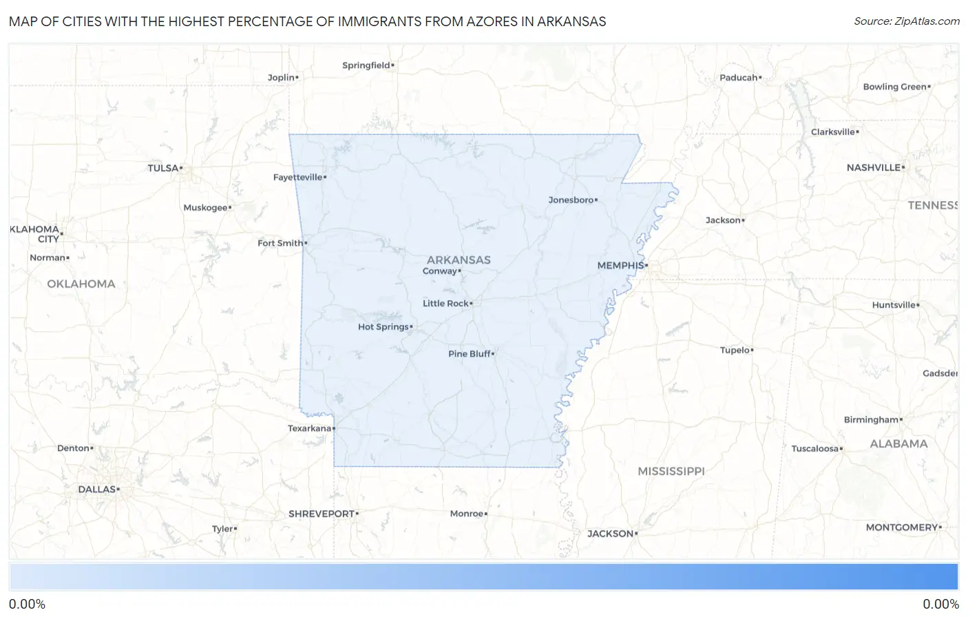 Cities with the Highest Percentage of Immigrants from Azores in Arkansas Map