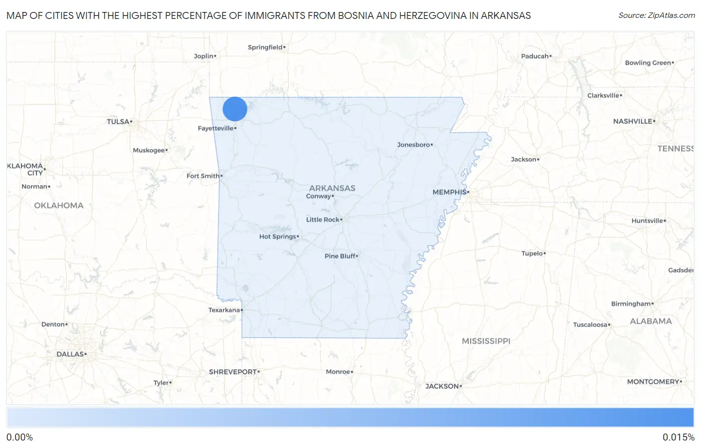 Cities with the Highest Percentage of Immigrants from Bosnia and Herzegovina in Arkansas Map