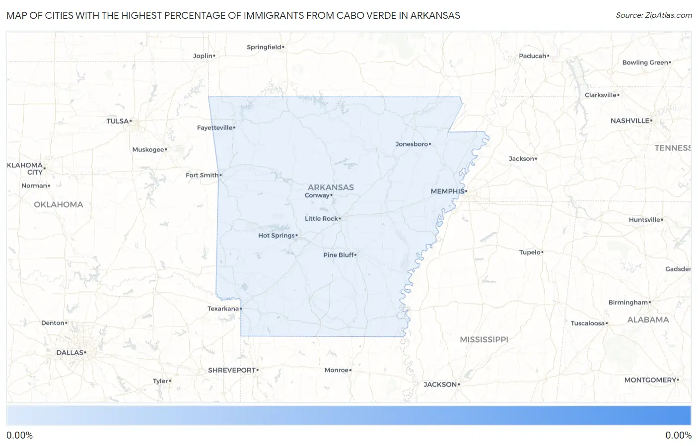 Cities with the Highest Percentage of Immigrants from Cabo Verde in Arkansas Map
