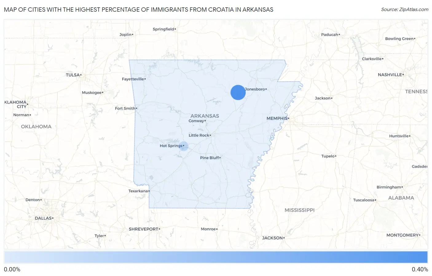 Cities with the Highest Percentage of Immigrants from Croatia in Arkansas Map