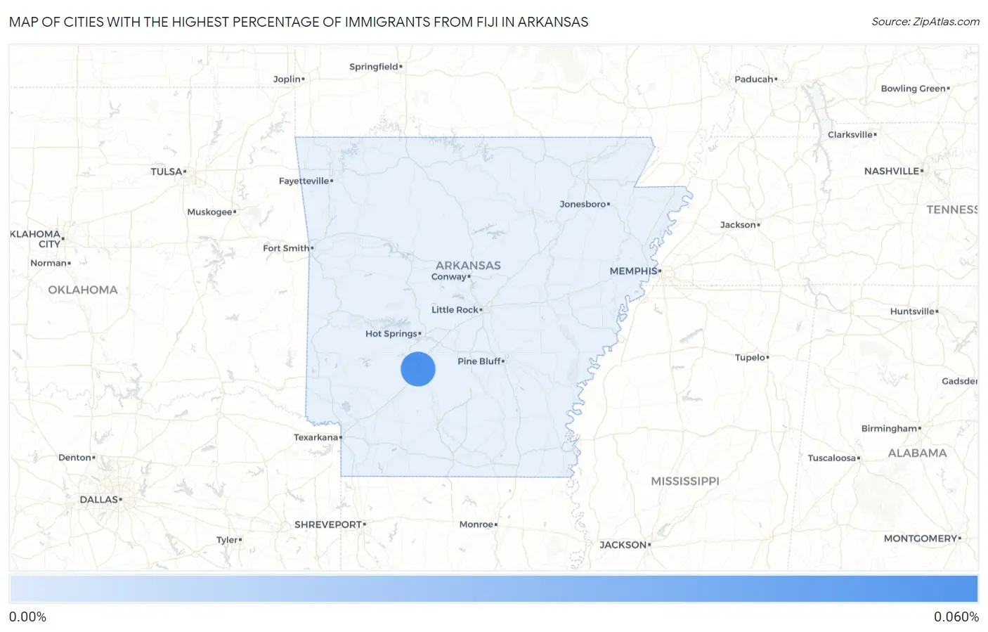 Cities with the Highest Percentage of Immigrants from Fiji in Arkansas Map