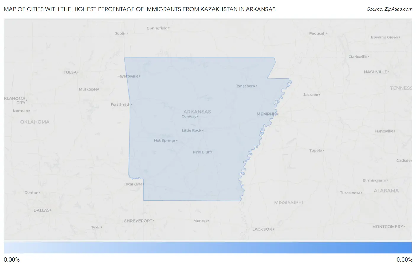 Cities with the Highest Percentage of Immigrants from Kazakhstan in Arkansas Map
