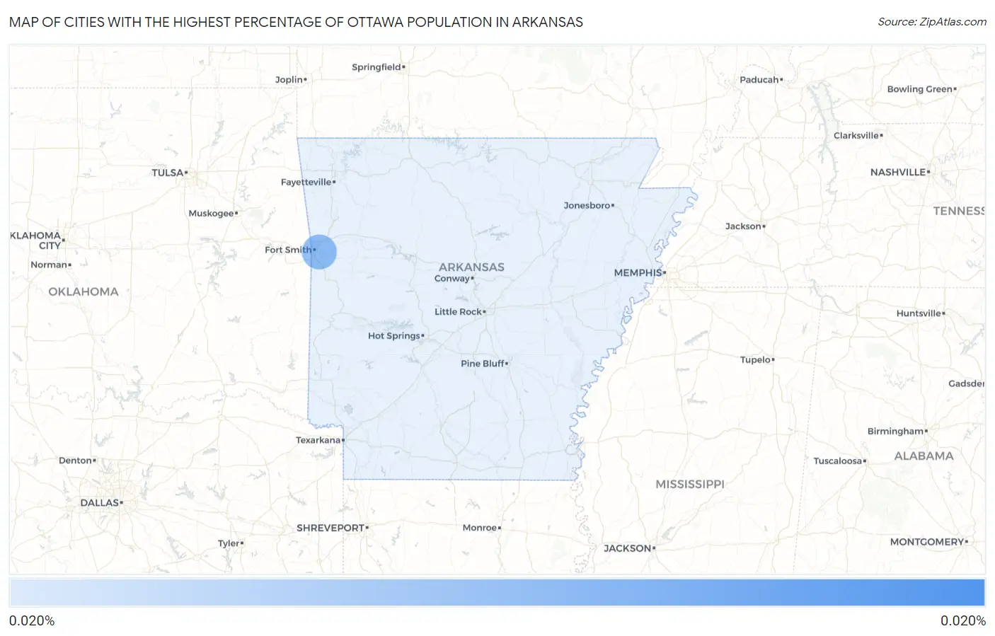 Cities with the Highest Percentage of Ottawa Population in Arkansas Map