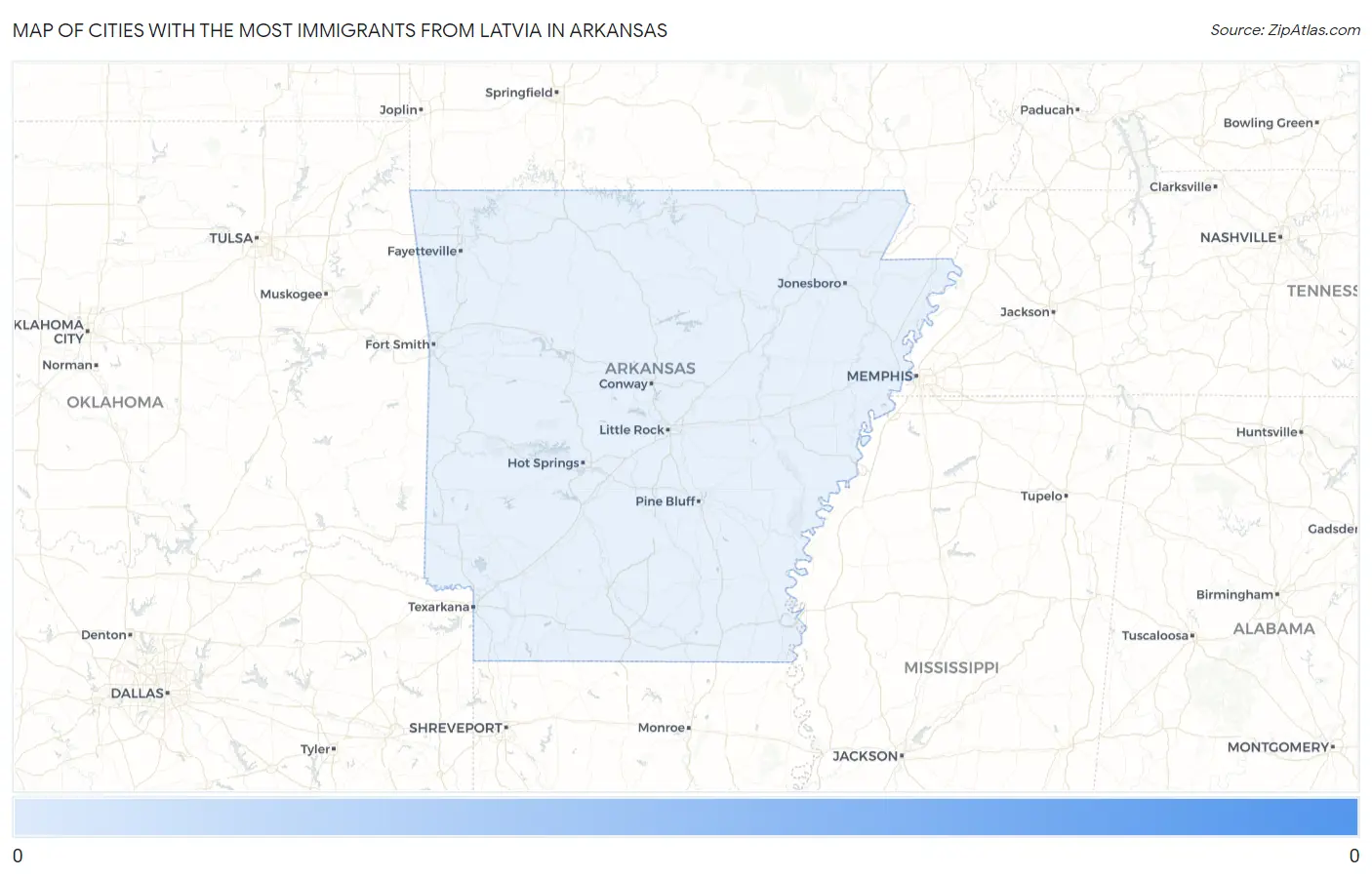 Cities with the Most Immigrants from Latvia in Arkansas Map