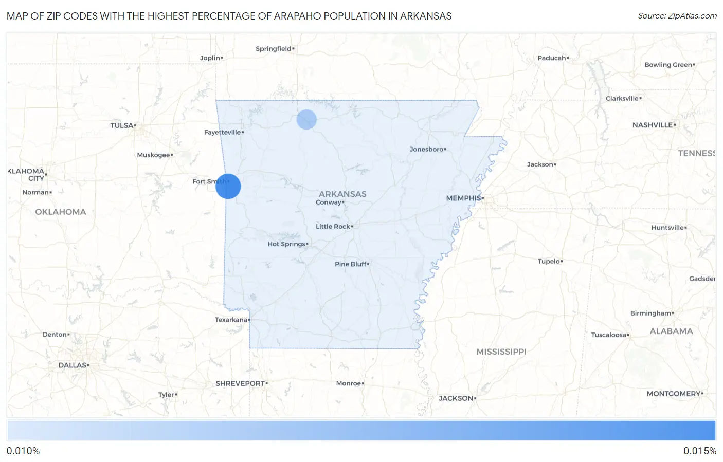Zip Codes with the Highest Percentage of Arapaho Population in Arkansas Map