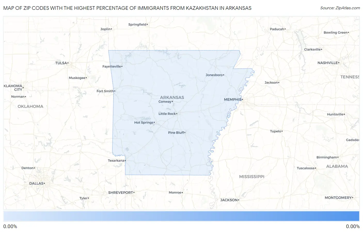 Zip Codes with the Highest Percentage of Immigrants from Kazakhstan in Arkansas Map