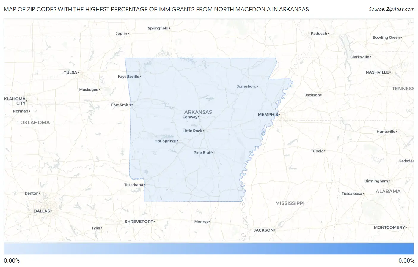 Zip Codes with the Highest Percentage of Immigrants from North Macedonia in Arkansas Map
