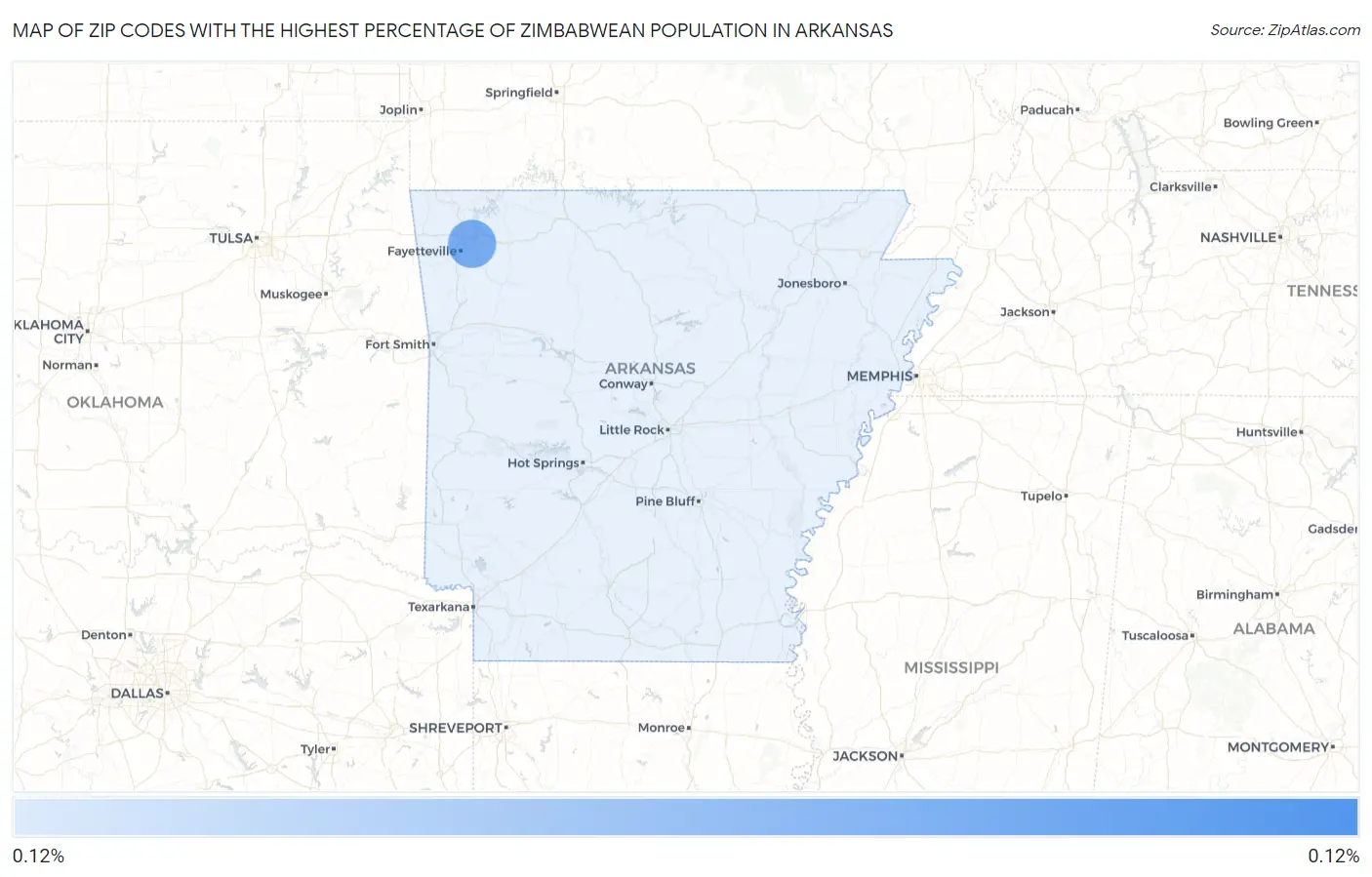 Zip Codes with the Highest Percentage of Zimbabwean Population in Arkansas Map
