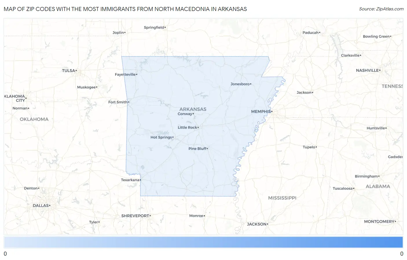 Zip Codes with the Most Immigrants from North Macedonia in Arkansas Map