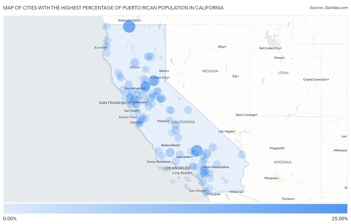 Cities with the Highest Percentage of Puerto Rican Population in California Map