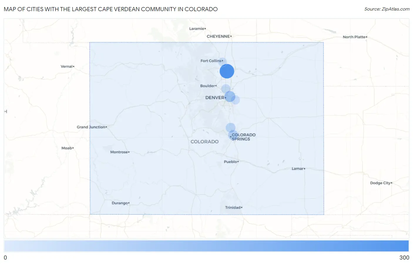 Cities with the Largest Cape Verdean Community in Colorado Map