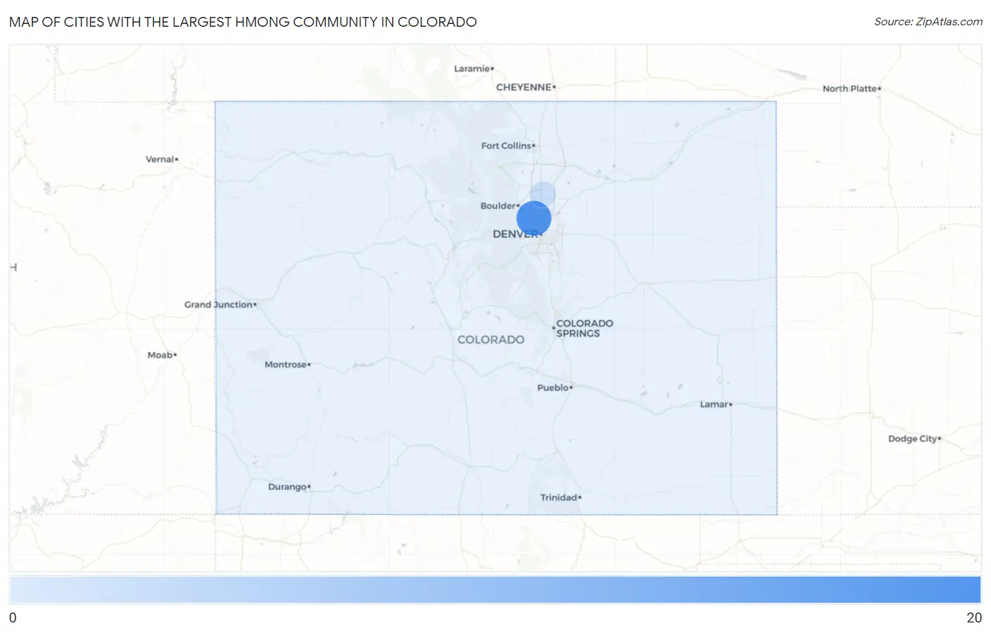 Cities with the Largest Hmong Community in Colorado Map