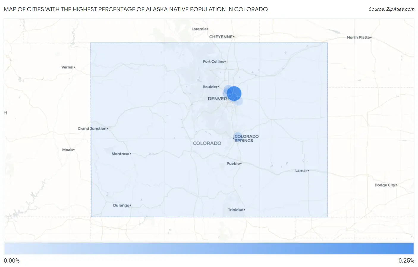 Cities with the Highest Percentage of Alaska Native Population in Colorado Map