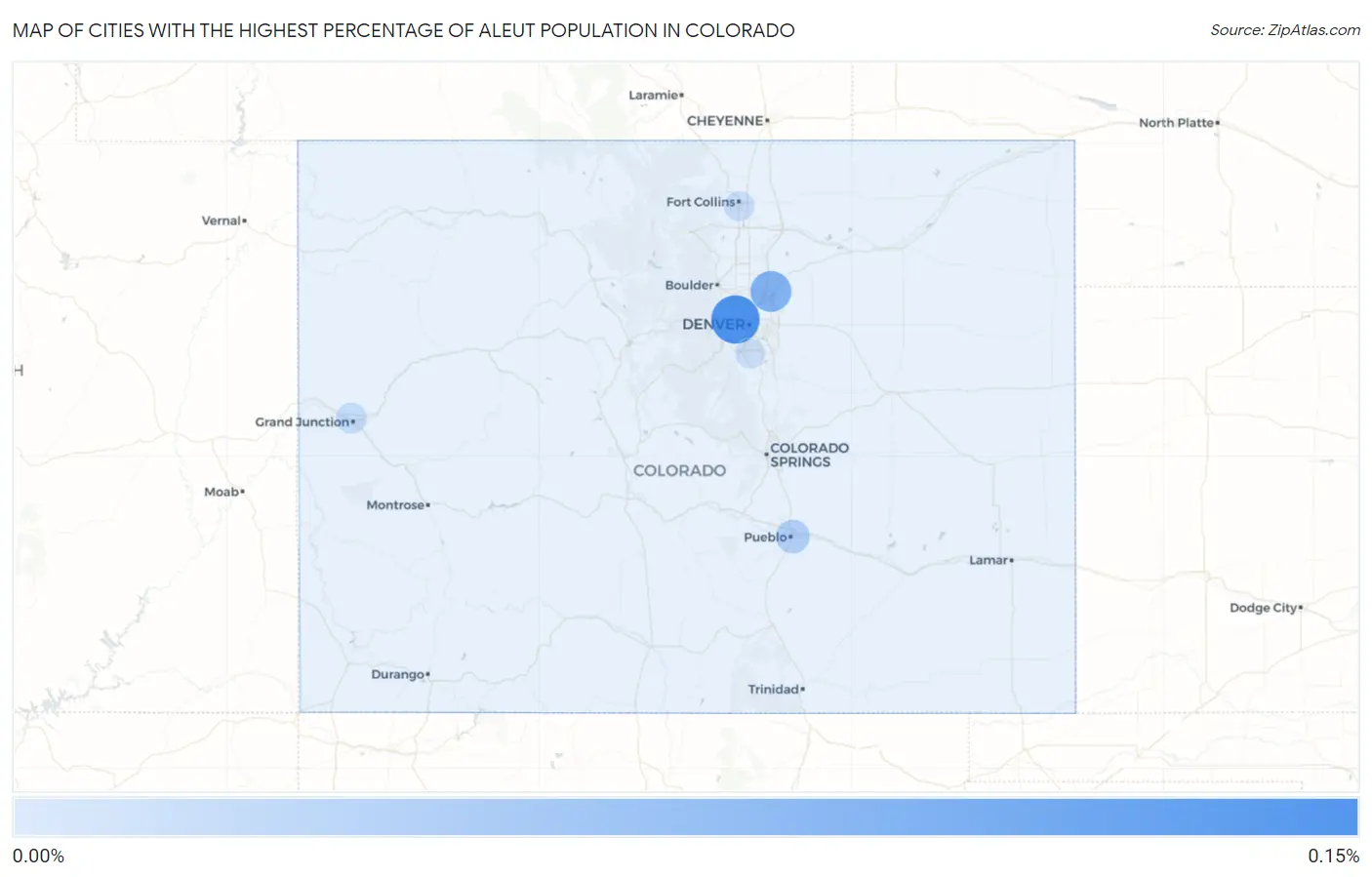 Cities with the Highest Percentage of Aleut Population in Colorado Map