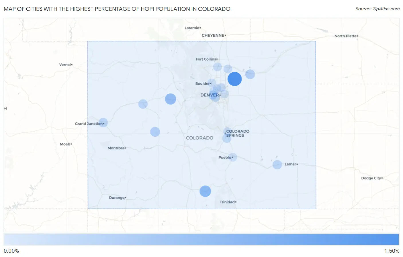Cities with the Highest Percentage of Hopi Population in Colorado Map