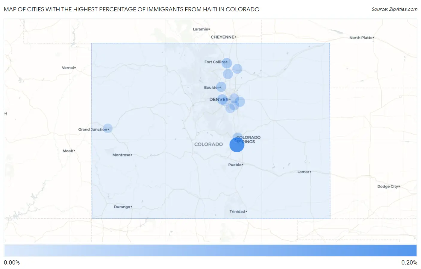 Cities with the Highest Percentage of Immigrants from Haiti in Colorado Map