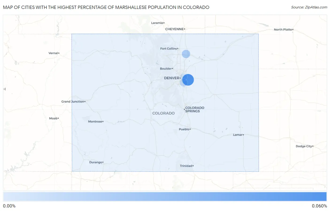 Cities with the Highest Percentage of Marshallese Population in Colorado Map