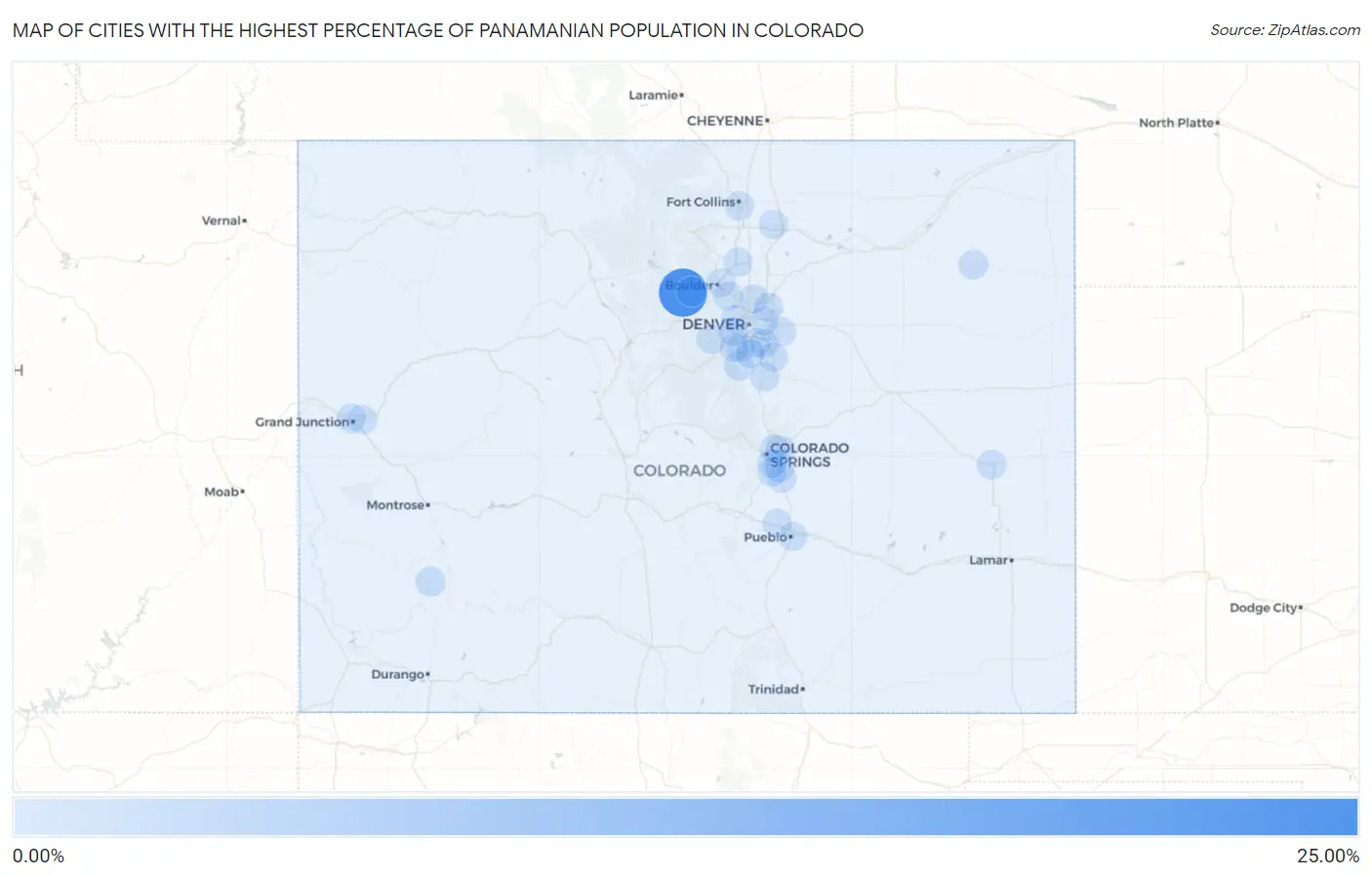Cities with the Highest Percentage of Panamanian Population in Colorado Map