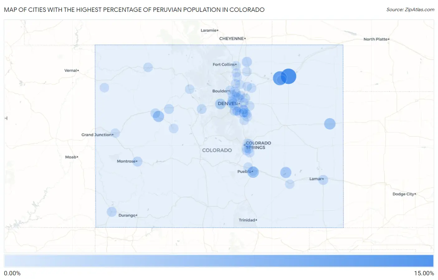 Cities with the Highest Percentage of Peruvian Population in Colorado Map