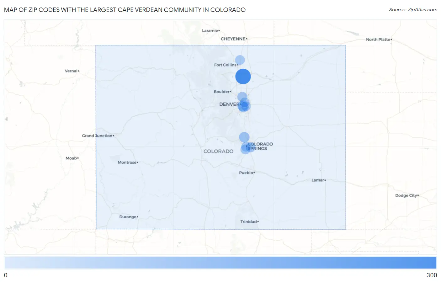 Zip Codes with the Largest Cape Verdean Community in Colorado Map