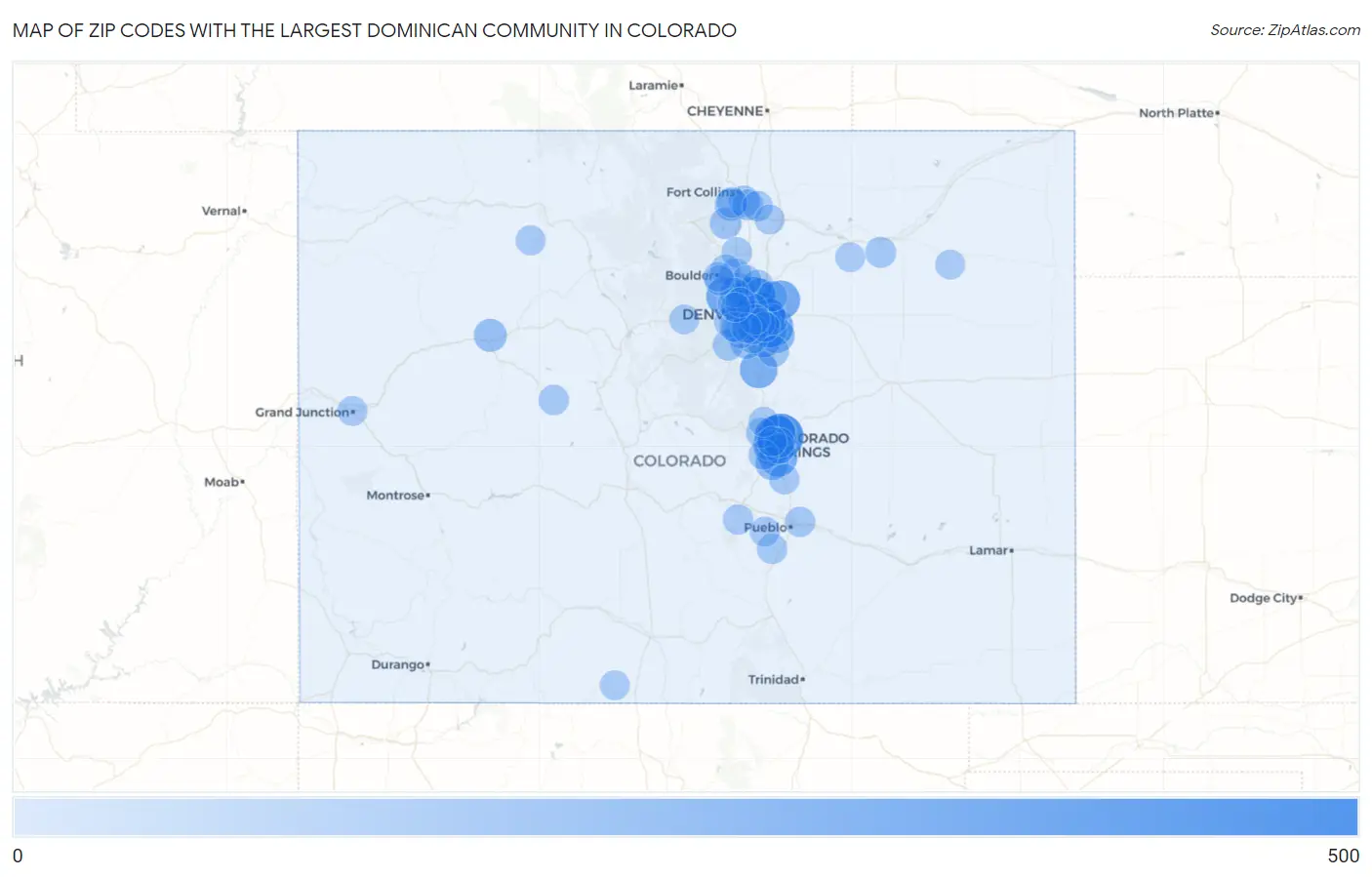 Zip Codes with the Largest Dominican Community in Colorado Map