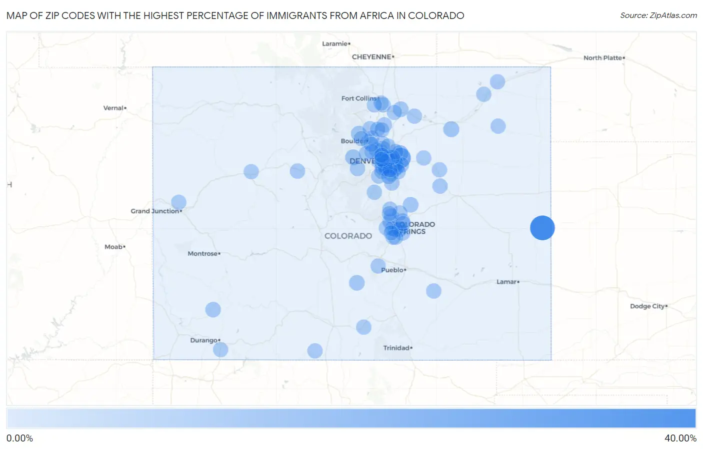 Zip Codes with the Highest Percentage of Immigrants from Africa in Colorado Map