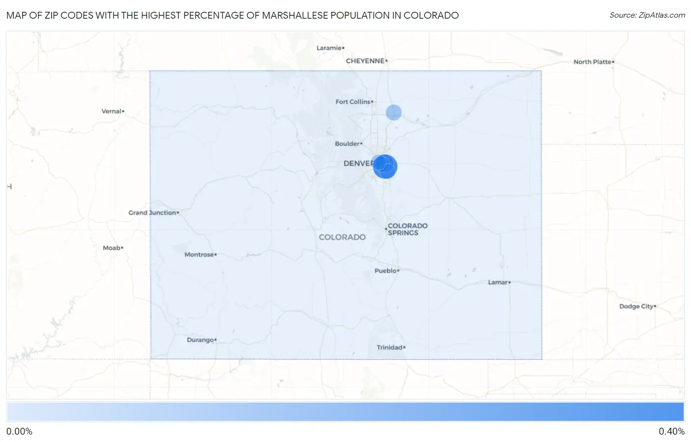 Zip Codes with the Highest Percentage of Marshallese Population in Colorado Map