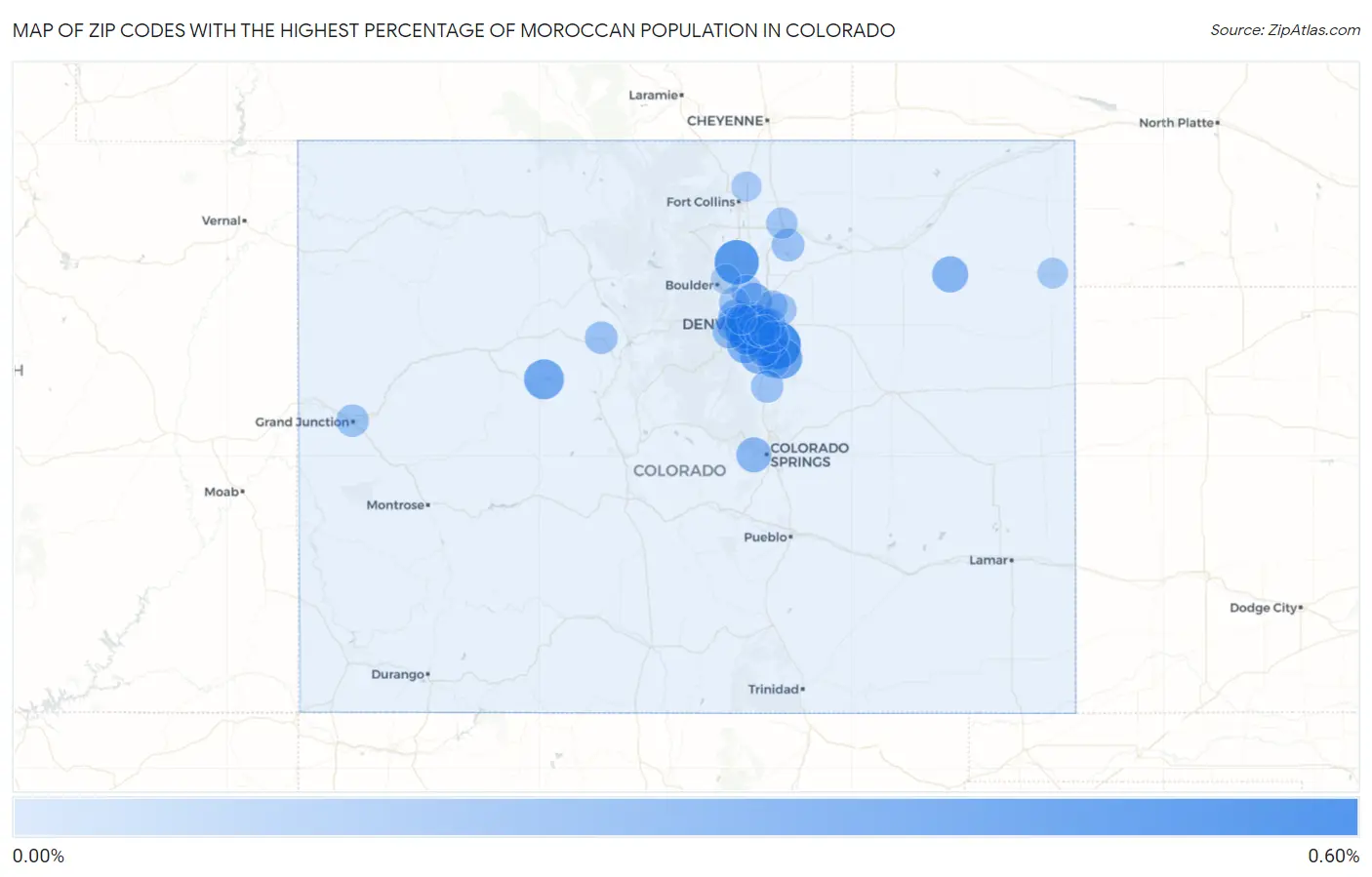 Zip Codes with the Highest Percentage of Moroccan Population in Colorado Map