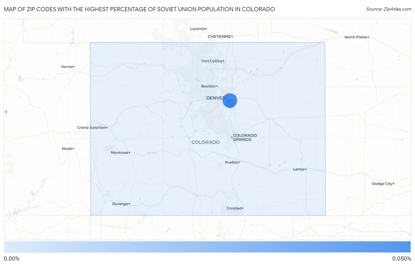 Zip Codes with the Highest Percentage of Soviet Union Population in Colorado Map