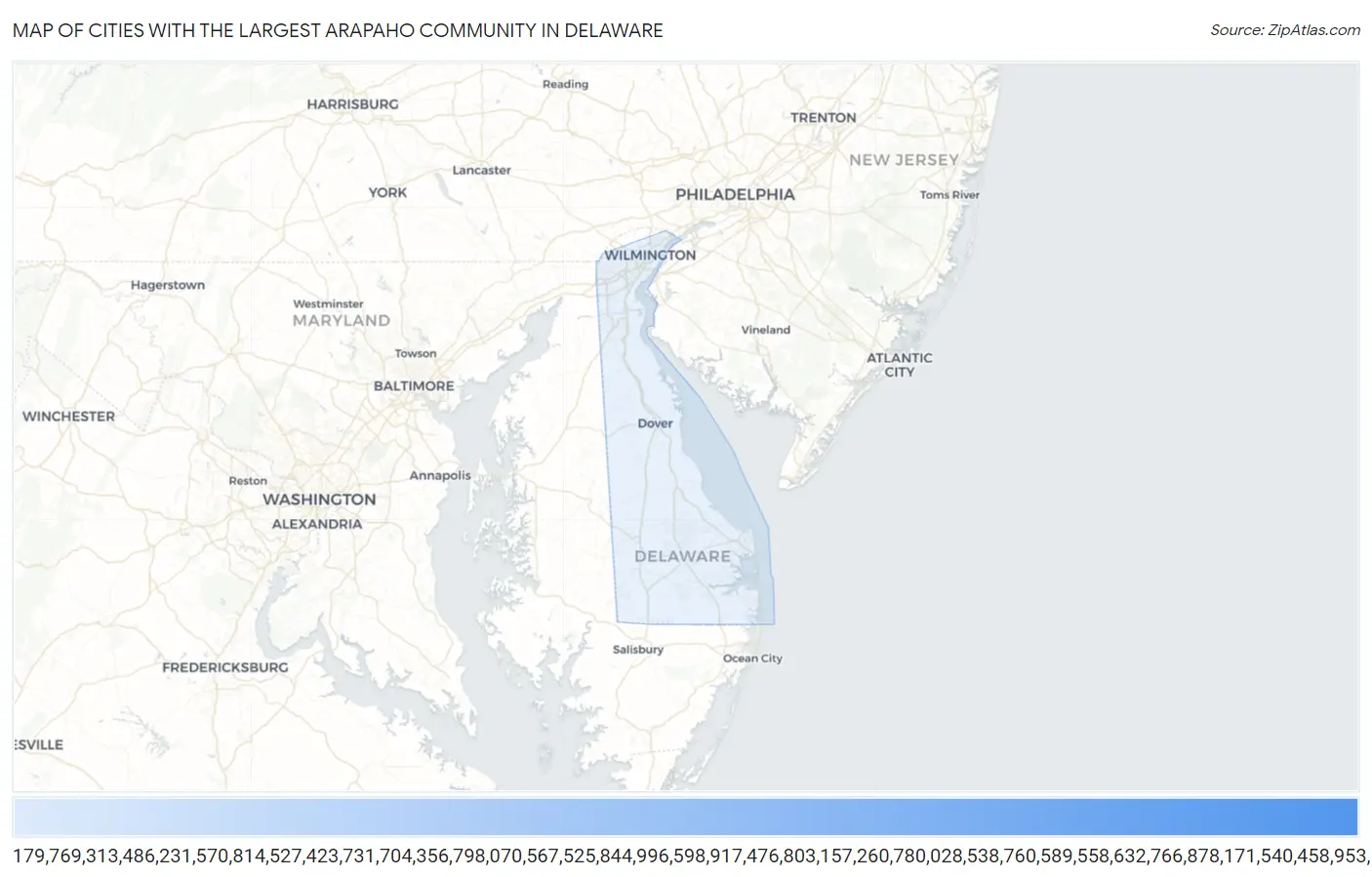 Cities with the Largest Arapaho Community in Delaware Map