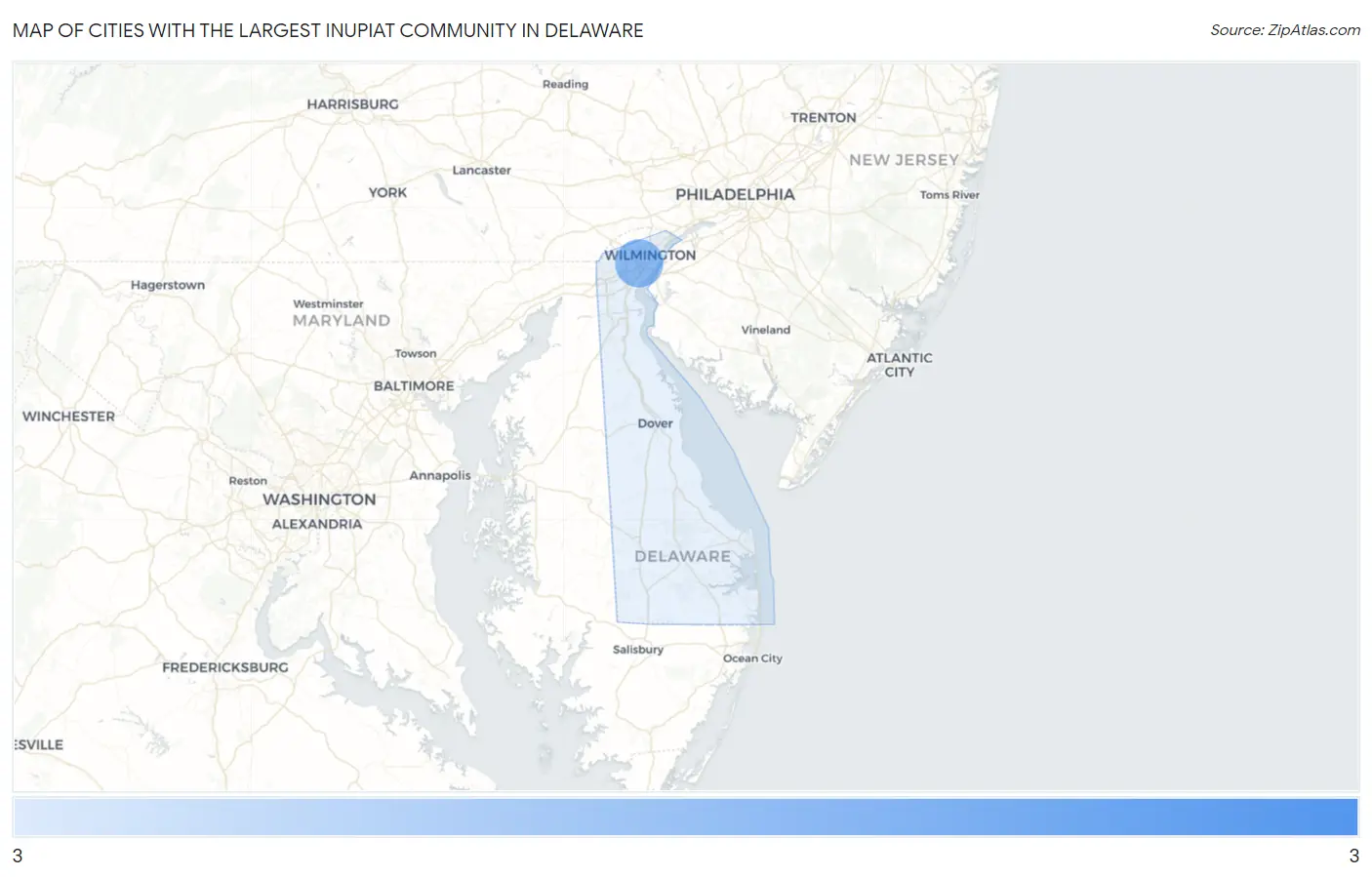 Cities with the Largest Inupiat Community in Delaware Map