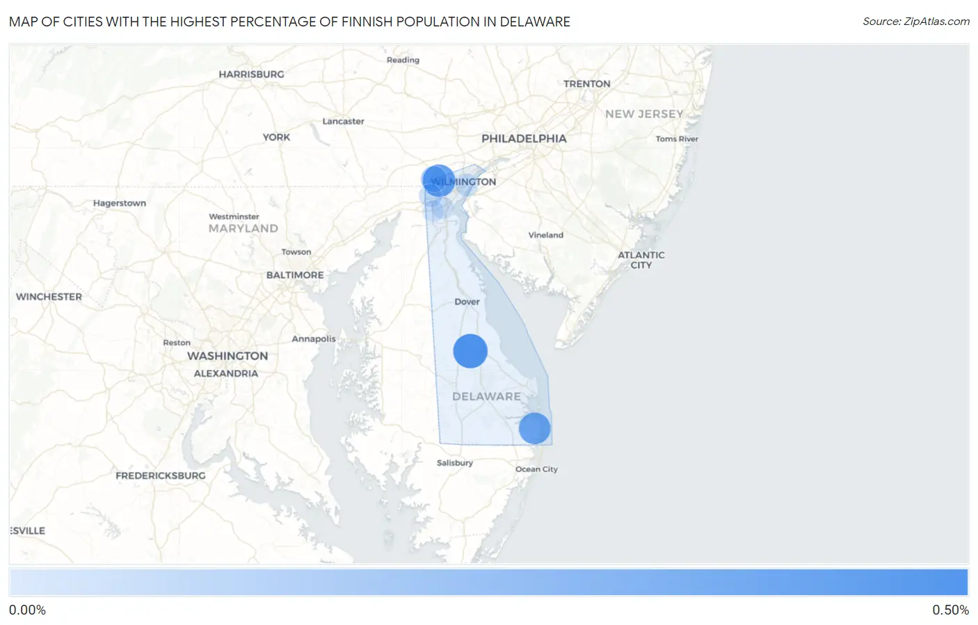 Cities with the Highest Percentage of Finnish Population in Delaware Map