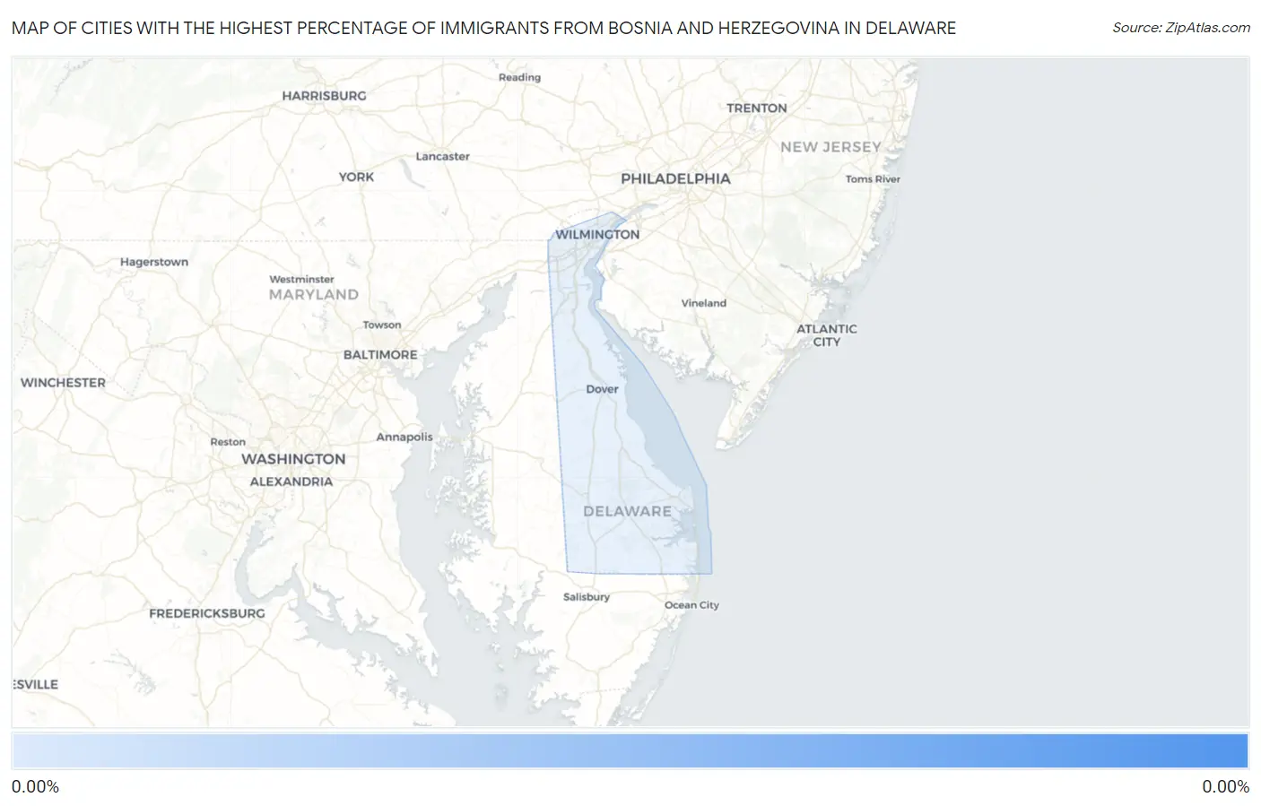 Cities with the Highest Percentage of Immigrants from Bosnia and Herzegovina in Delaware Map