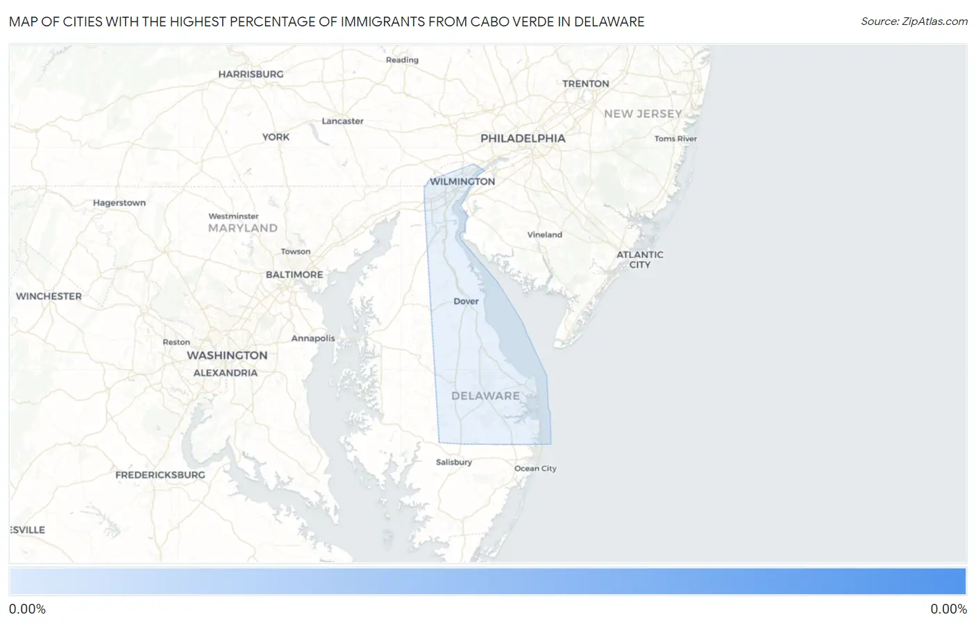 Cities with the Highest Percentage of Immigrants from Cabo Verde in Delaware Map