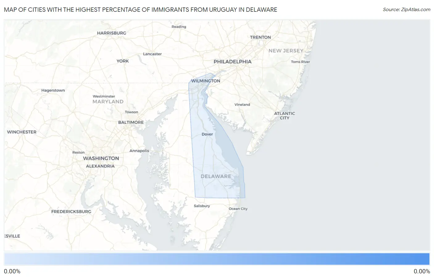 Cities with the Highest Percentage of Immigrants from Uruguay in Delaware Map