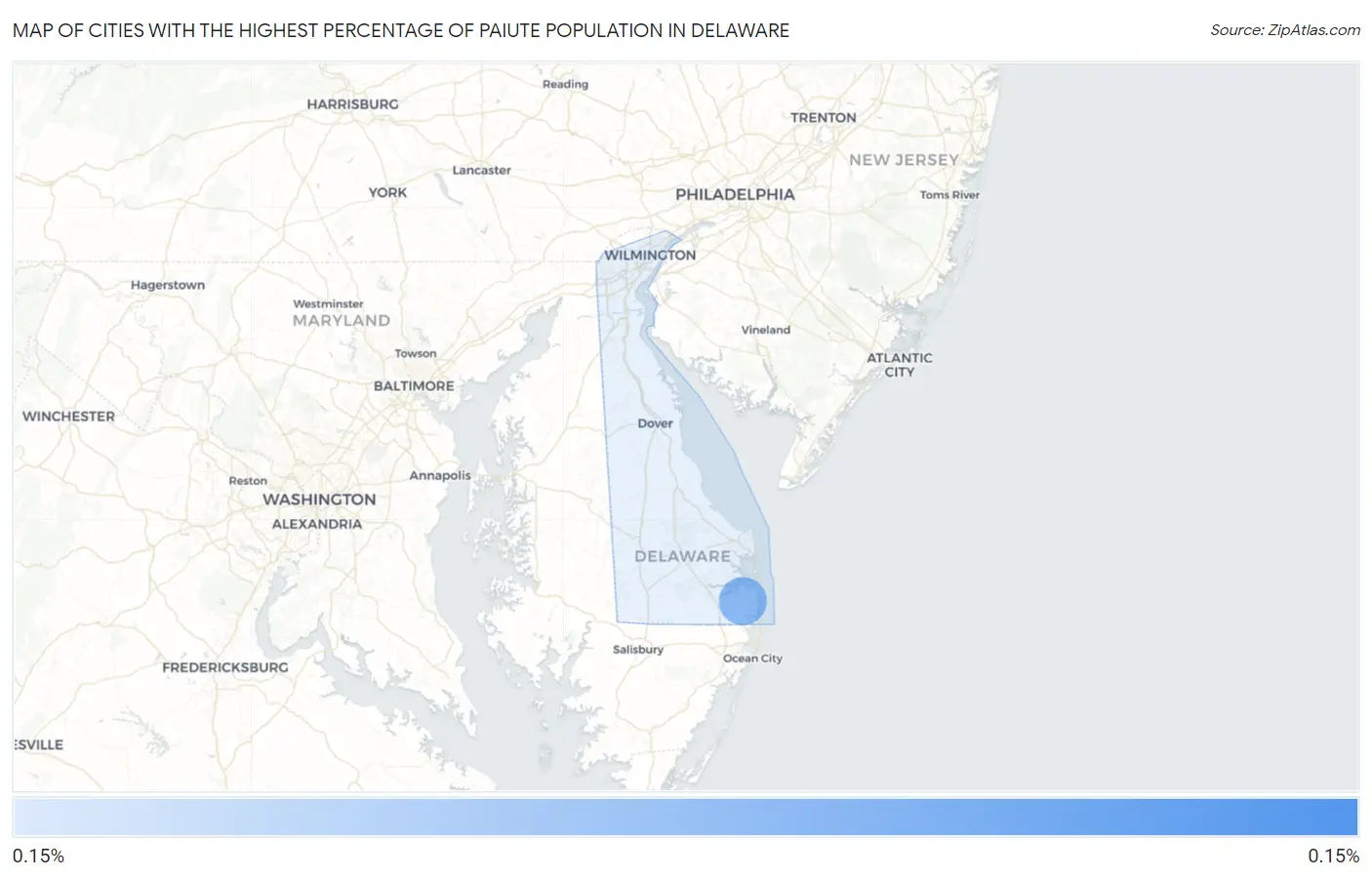 Cities with the Highest Percentage of Paiute Population in Delaware Map