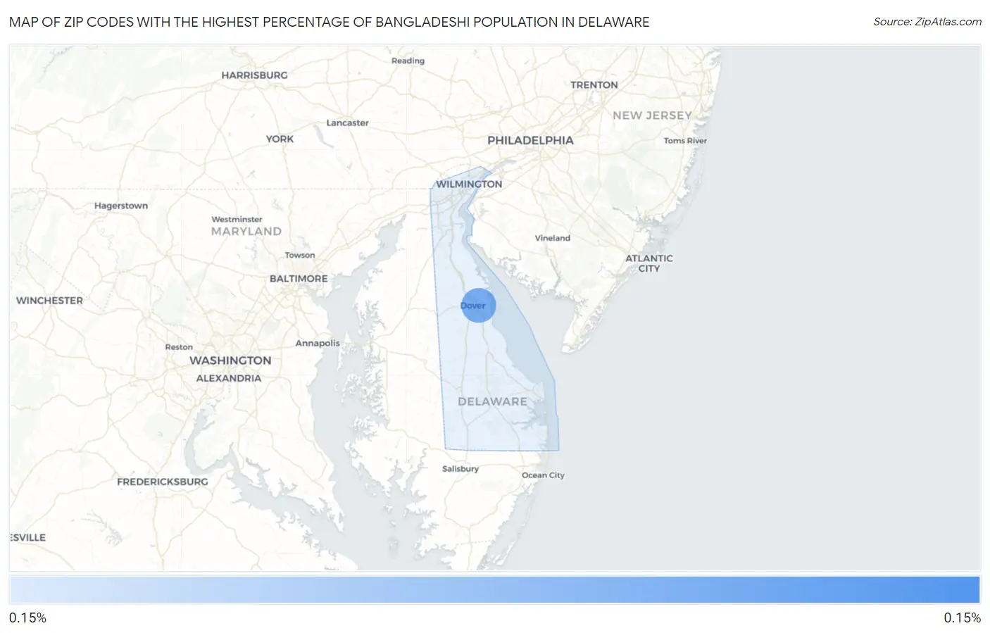 Zip Codes with the Highest Percentage of Bangladeshi Population in Delaware Map