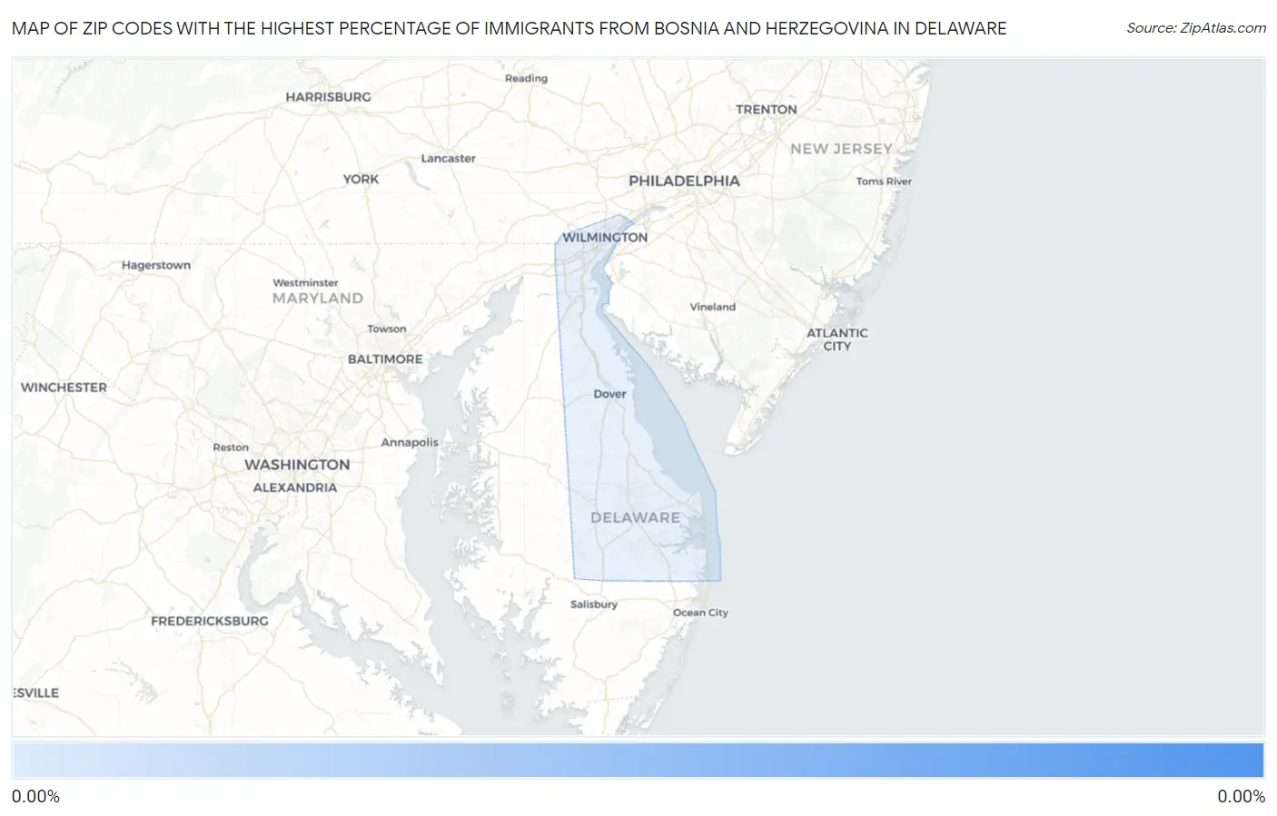 Zip Codes with the Highest Percentage of Immigrants from Bosnia and Herzegovina in Delaware Map