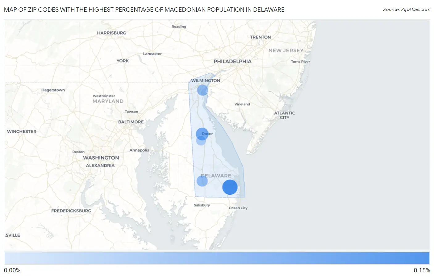 Zip Codes with the Highest Percentage of Macedonian Population in Delaware Map