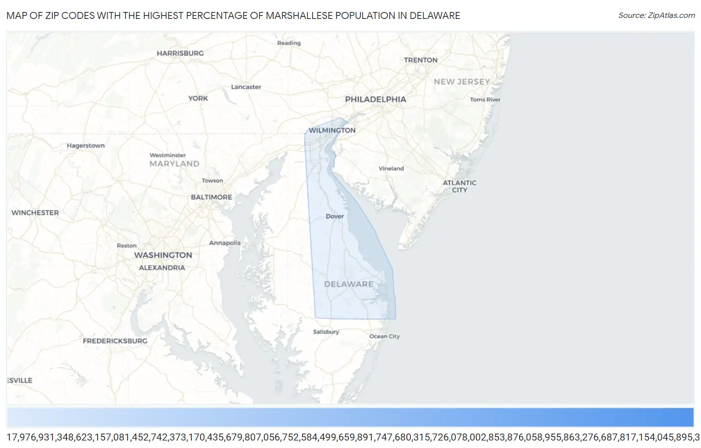 Zip Codes with the Highest Percentage of Marshallese Population in Delaware Map