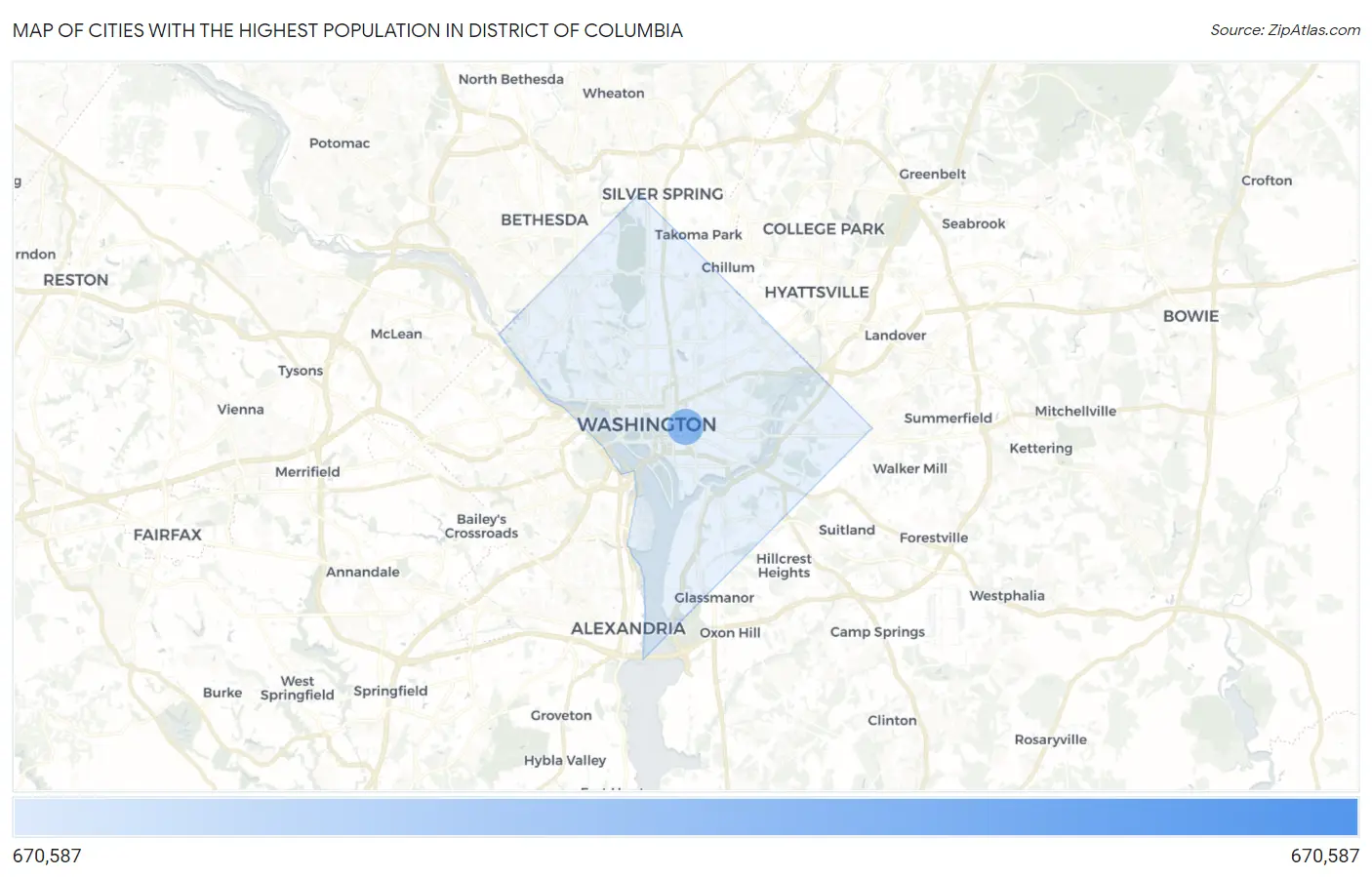 Cities with the Highest Population in District Of Columbia Map