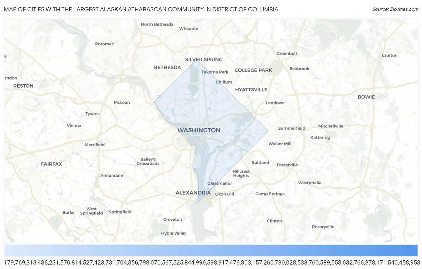Cities with the Largest Alaskan Athabascan Community in District Of Columbia Map