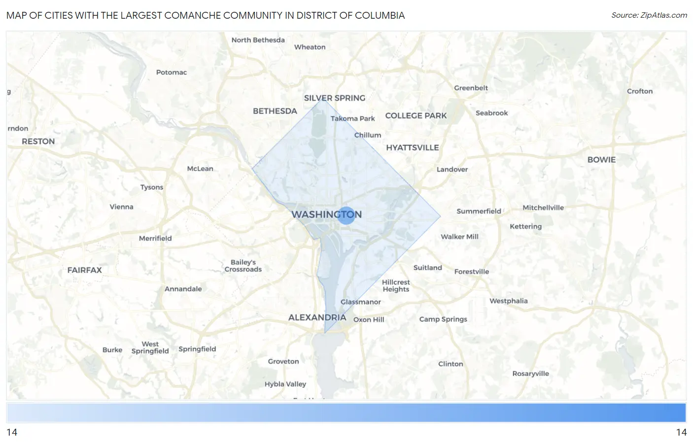 Cities with the Largest Comanche Community in District Of Columbia Map