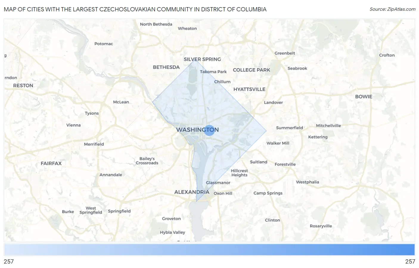 Cities with the Largest Czechoslovakian Community in District Of Columbia Map
