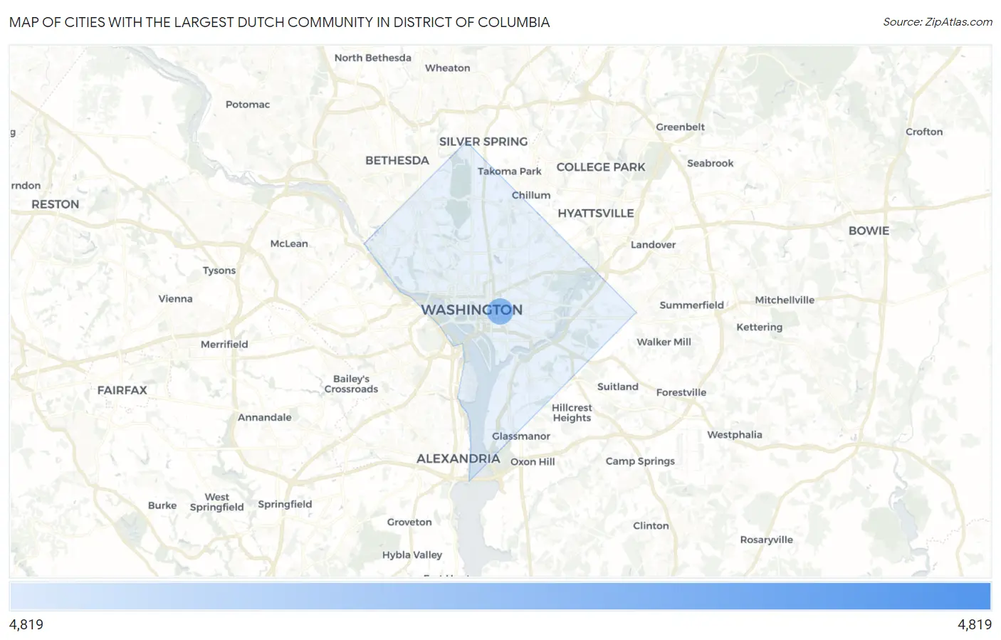 Cities with the Largest Dutch Community in District Of Columbia Map