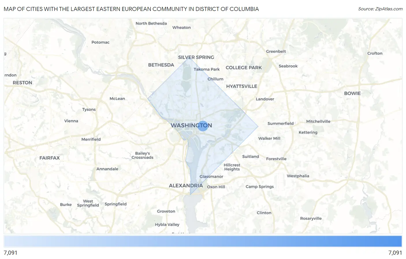 Cities with the Largest Eastern European Community in District Of Columbia Map