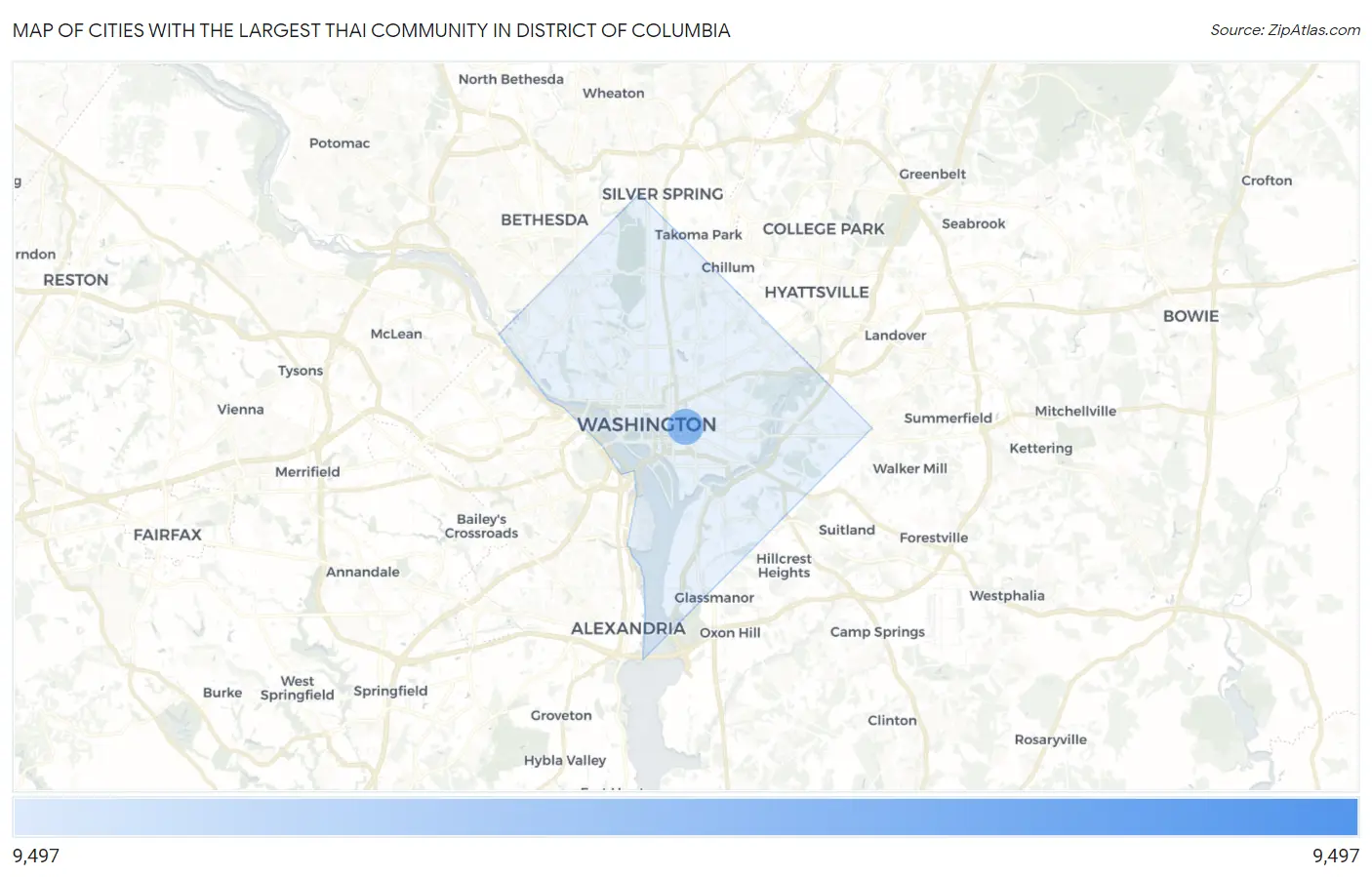 Cities with the Largest Thai Community in District Of Columbia Map