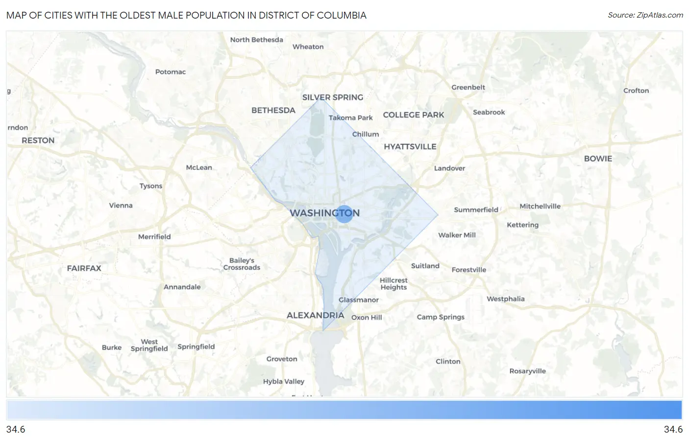 Cities with the Oldest Male Population in District Of Columbia Map