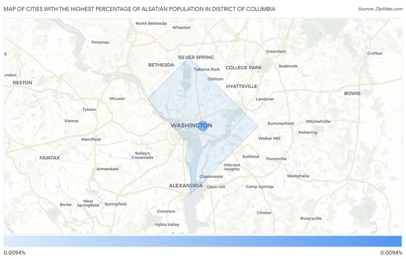 Cities with the Highest Percentage of Alsatian Population in District Of Columbia Map